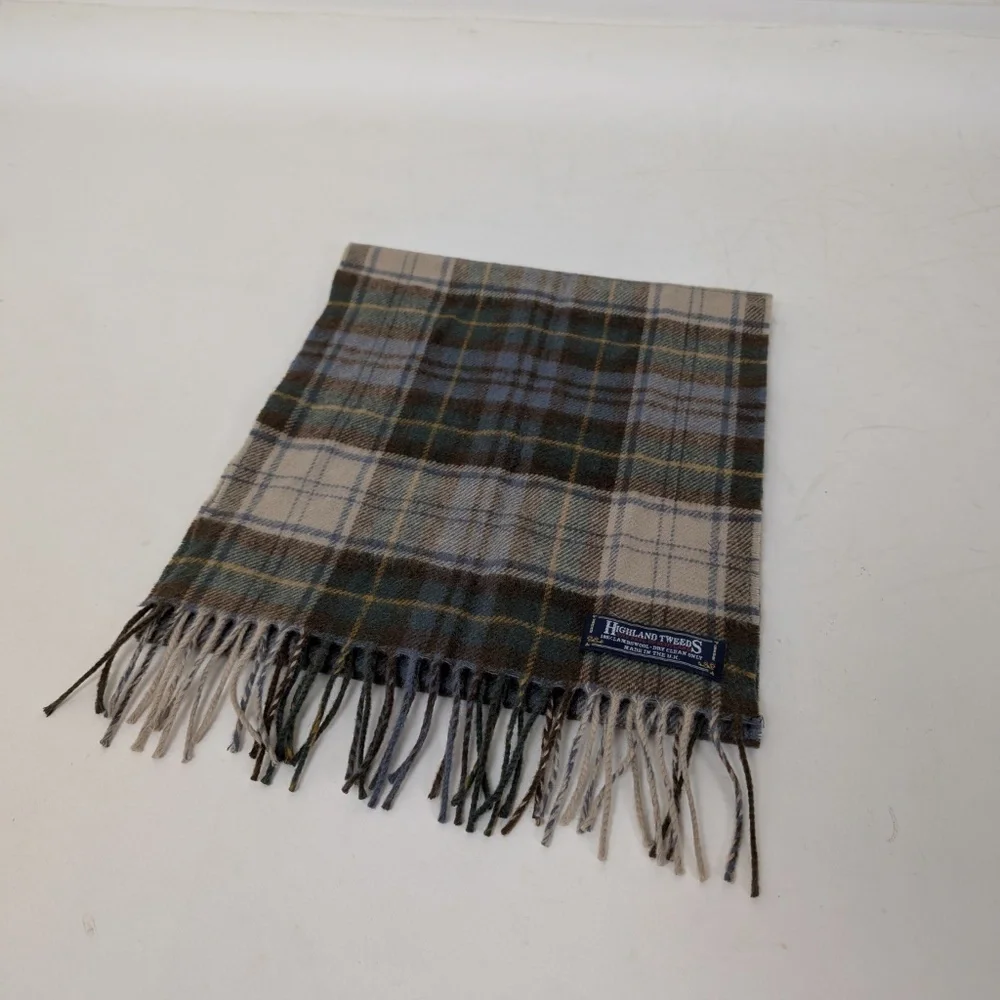 Vintage Highland Tweeds Lambswool Scarf Rectangular Fringe Plaid Tartan - Picture 8 of 10